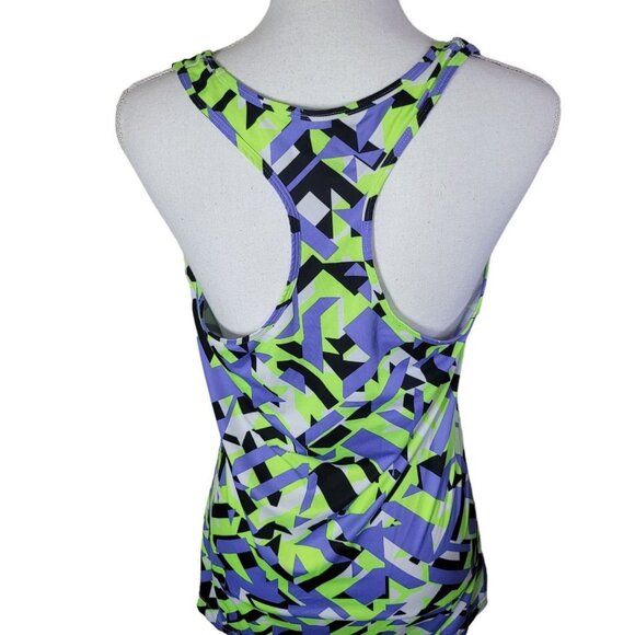 Xersion Fitness Tank Top Activewear Racerback Geometric Blue Green Women XL Neon - Picture 4 of 10